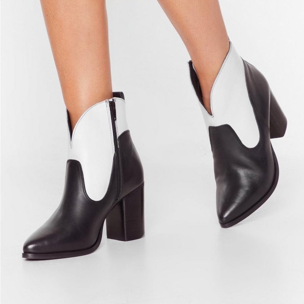 Nasty Gal Curve The Haters Two-Tone Leather Ankle Boots